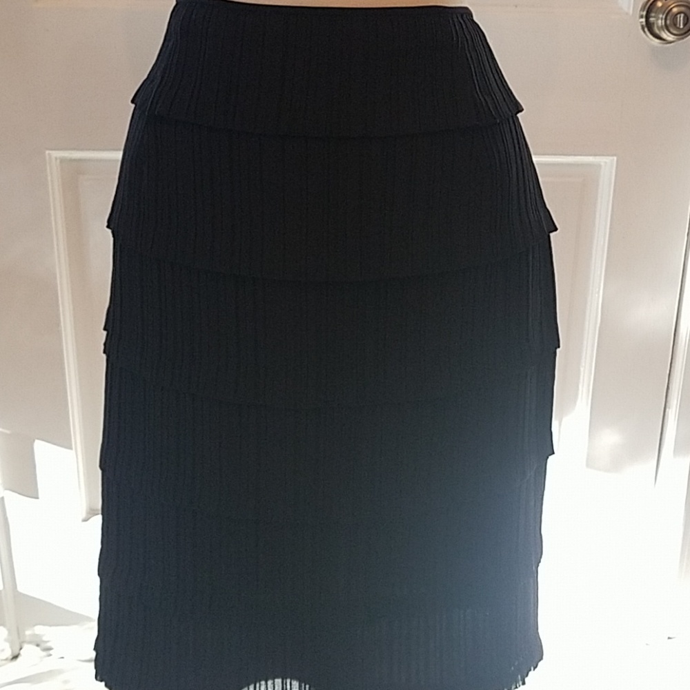 Black Fringed Skirt Cotton Lined.